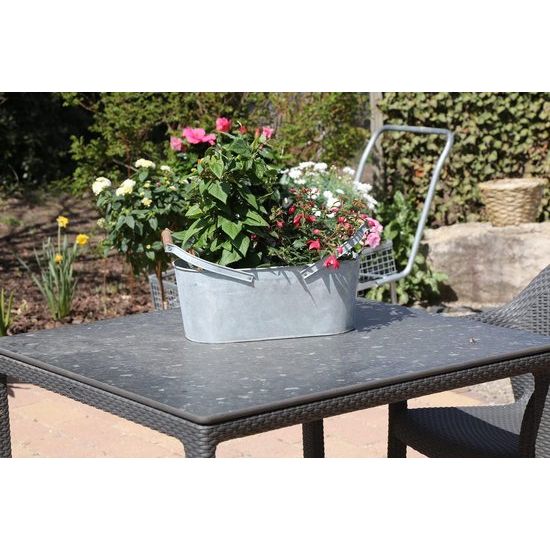 Zinken bak met handgrepen bloempot plaat mini vijver bloembak metalen drankkoeler tuin | grootte: S | 41,8 x 21,2 x 16,3 cm | 10,8 L