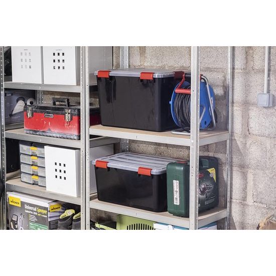 Boxen All-Weather Box, set van 2, AT-L, voor uitdagende opslagomstandigheden, kunststof, zwart, 50 l, 59 x 39 x 29 cm