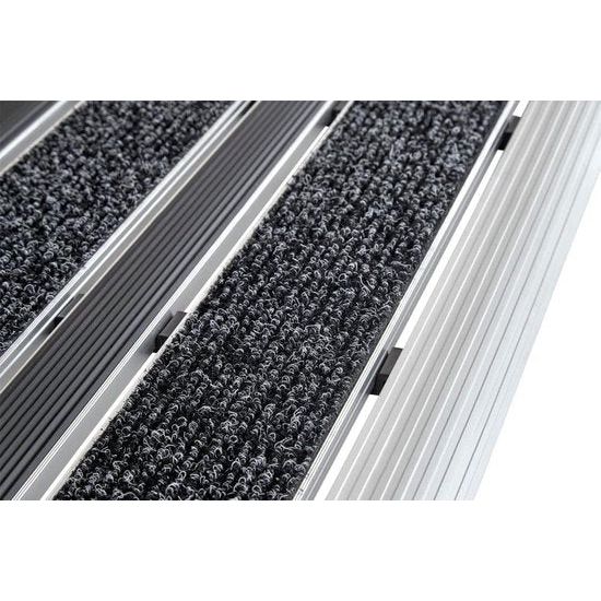 Aluminium deurmat (39x60cm) • Voetmat buiten • Schoonloopmat • Voetschraper met naaldvilt inzetstukken voor buiten • Vloermat • Kleur: grijs (vilt/rubber)