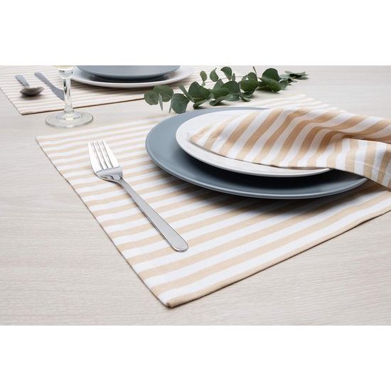 Placemat 4 stuks beige/wit gestreept (kleur en design naar keuze) 33 x 45 cm - hoogwaardig vervaardigde placemats van 100% katoen in Scandinavische landhuisstijl