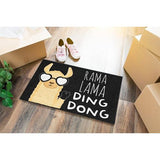 Voetmat met spreuk Rama Lama Ding Dong - grappig - binnen en buiten - wasbaar - lama-motief - housegeschenken - vuilvangmat - deurmat - deco - cadeau-idee