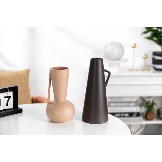 Moderne decoratieve bloemenvazen voor pampasgras, set van 2 bruine en roze vazen, esthetische Morandi vazendecoratie voor woonkamer, keuken, tafel, thuis, kantoor