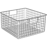 Multifunctionele mand van metaaldraad – flexibele opbergmand voor de keuken, voorraadkamer enz. – compacte en universele draadmand met handgrepen – grijs