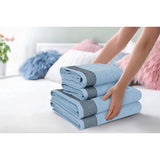 4 handdoeken, katoen, bevat 2 extra grote badhanddoeken 70 x 140 cm, 2 handdoeken 50 x 90 cm, voor dagelijks gebruik, compact en licht, hemelsblauw