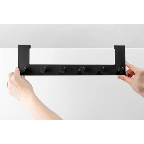 Utensils Deurhaak zwart | kledinghaken mat zwart | deurhaak om op te hangen | garderobestand om op te hangen | handdoekhouder zwart mat | deurhaak tot 2 cm deurvouw | 39 x 11 x 4 cm