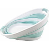 Wasmand van kunststof, inklapbaar, 23 l, ovale kuip/mand, opvouwbare opbergcontainer/organizer, draagbare wasmand, ruimtebesparende wasmand (1, wit/zeegroen)