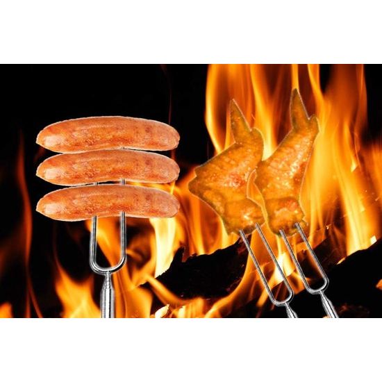 Barbecuespiesjes Telescopische Marshmallow Stick Broodsticks Braadsticks Kebab Spiesjes, Kampvuurspiesjes, Roestvrij staal Uitschuifbaar, Barbecuestokje, Barbecue Bestekset voor Campinggrill (8