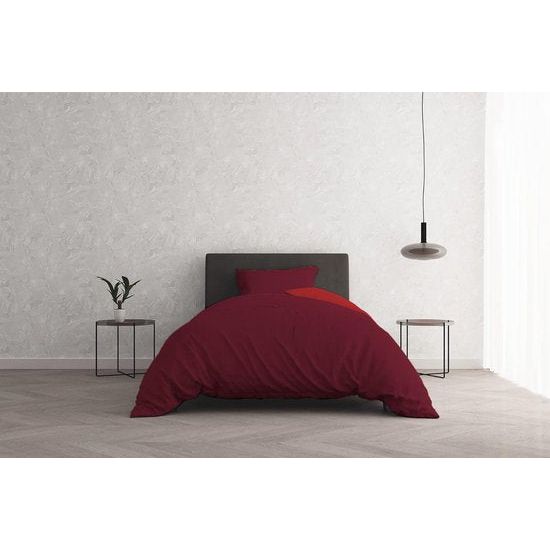 Doubleface dekbedovertrek in natuurlijke kleur, 100% katoen, oliegroen/flessengroen, tweepersoons