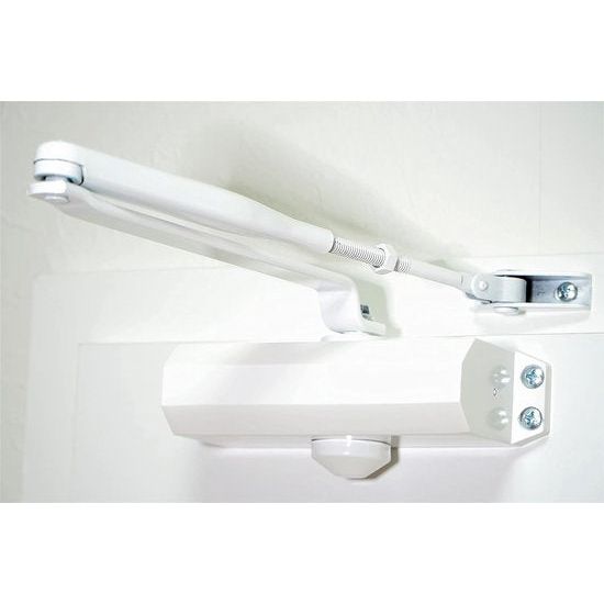 Saturn Automatische airslider, wit, deurdemper, deurlift, verstelbare veerdeursluiter voor buiten en binnendeur, sluit automatisch, 40-65 kg, zonder vergrendeling, Saturn