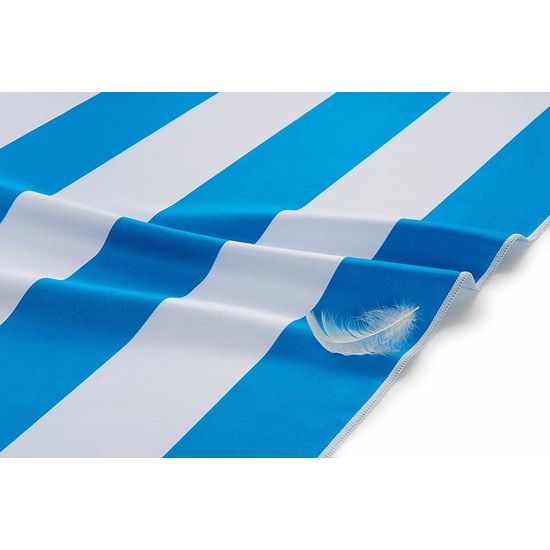 Strandhanddoek XXL - microvezel badhanddoek groot, microvezel handdoeken licht en sneldrogend, 100% gerecyclede microvezel handdoek - hemelsblauw-wit gestreept 160 x 90 cm