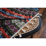 Boho gordijnen set van 2 gordijnen met beige kwastjes katoen linnen halfverduisteringsgordijnen doorschijnende gordijnen met stangdoorgang voor woonkamer slaapkamer, 240 x 150 cm (HxB)