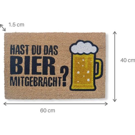 Koko Doormats Deurmat voor de ingang van het huis, een deurmat voor binnen en buiten, antislip mat van natuurlijke kokosvezels met duurzame PVC-basis (Hast Dudas Bier)