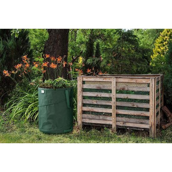 2 x 170 liter pop-up tuinafvalzak, groen, zelfstaand en stabiel, bladzak, tuinzak, tuinzakken, opvouwbare groene snijzakken, groot, van extreem robuust polyester, 220 g/m² (2 x 170 liter)