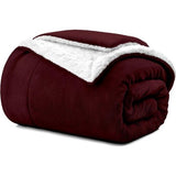 Bankdeken, knuffeldeken, 210 x 240 cm, warme Sherpa-bank, werpdeken, dikke bankdeken, bankdeken, pluizige deken voor bank, Bordeaux