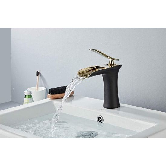 Badkamer Wastafel Kraan Waterval Eengreeps Messing Zwart/Goud Chroom Mount Toilet Luxe Warm en Koud Leekayer