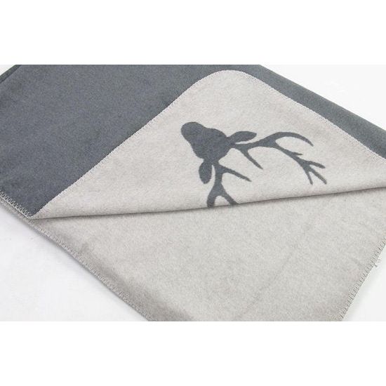 Knuffeldeken, 150 x 200 cm, omkeerbare deken, katoenmix, hert, lichtgrijs