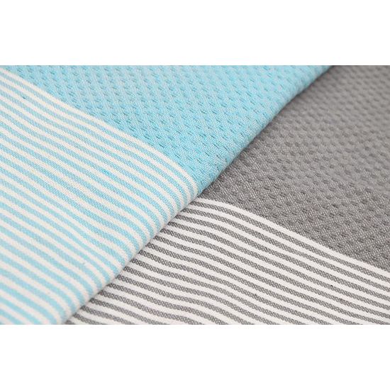 XXL 2X Fouta strandhanddoek handdoek saunahanddoek badhanddoek hamamdoek yoga deken pestemal in aqua & pastelgrijze kleuren als cadeauset extra groot, 100 x 200 cm