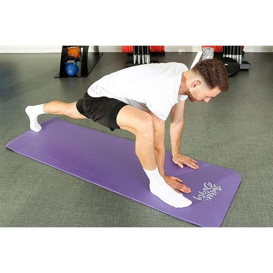 Originele yogamat met draagriem, gymnastiekmat inclusief oefeningen, fitnessmat antislip, 180 x 60 x 1 cm, lila