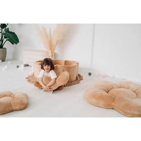 Bloemenset grote bloemvloerkussens, pluche, comfortabel zitkussen, voor slaapkamer woonkamer kinderkamer, unieke decoratie, zacht knuffelkussen, velours, beige, 55 cm, 98 cm.