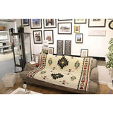 Boho-deken met franjes, etnische deken, geweven deken, geometrisch Azteekse patroon, overtrek voor bank, voor thuis, kantoor, reizen, tenten, 90 x 180 cm