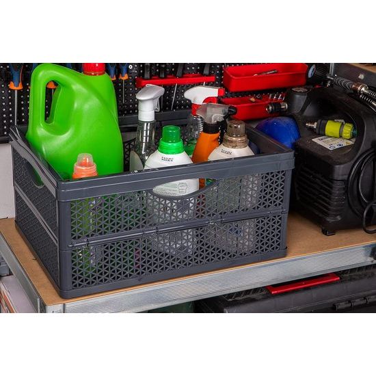 Klapbox, praktische en universele klapbox met een inhoud van 32 liter, gemaakt van BPA-vrij kunststof, in antraciet.