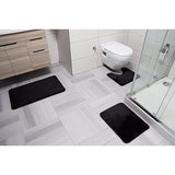Badkamermattenset 3-delig, badkamertapijt, antislip, wasbaar, voor badkamer 80 x 50 cm badmat + 50 x 40 wc-mat (zwart, 80 x 50, set van 3)