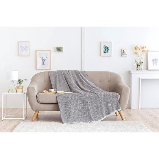 Katoen extra zacht plaid Four Seasons multifunctionele sprei bed Foulard sprei banksprei donkergrijs 230x240cm