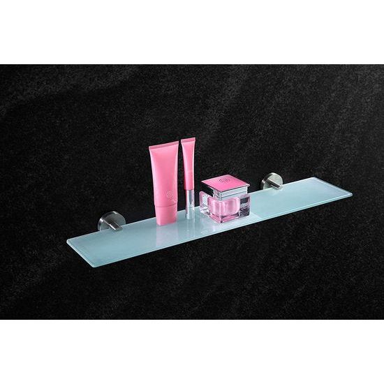 Plank van roestvrij staal en glas - wandrek badplank doucheplank badkamerrek glasplaat wand badkamer (geborsteld roestvrij staal), 50 cm x 12 cm)