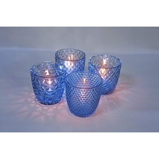 Boho theelichtglazen set incl. theelichtjes - elegante kaarsenhouder windlichten kaarsglas met versieringen - driedimensionaal design - geschenk bruiloft, verjaardag, Kerstmis (set van 4)