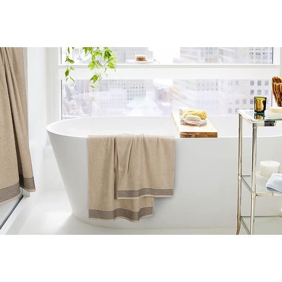 4 handdoeken, katoen, bevat 2 extra grote badhanddoeken 70 x 140 cm, 2 handdoeken 50 x 90 cm, voor dagelijks gebruik, compact en licht, bruin