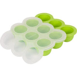 KIDDO FEEDO Siliconen babyvoeding bewaardoos voor het invriezen van babypap met siliconen deksel - BPA-vrij - 9 x 75ml - Gratis eBook met recepten en voedingstips - Groen