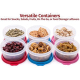 Herbruikbare plastic voedselopslagcontainers - stapelbare luchtdichte voedselcontainers voor snacks, picknick, voedselbereiding, picknicks en meer - set van 6- 184 g