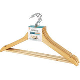 Houten kleerhangers, sterke kledingroedes en kleerkasten, kleerhangers met zoombinder, ruimtebesparende, antislip kleerhangers voor overhemden/pak, hout