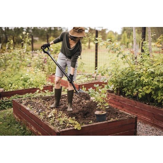 Tuinderspade, spits, spade voor harde, steenachtige vloeren, lengte: 125 cm, hoogwaardig boorstaal, grijs/zwart, ergonomisch