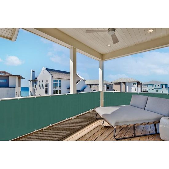 Balkonscherm, inkijkbescherming, balkonspanningen (HDPE), 0,9 x 3 m, uv-bescherming, balkoninkijkbescherming, voor balkon, tuin, buiten, groen