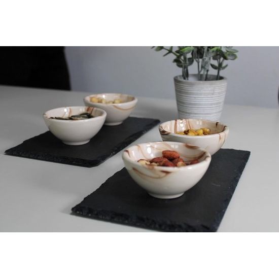 Kleine keramische schalen set van 6 - serveerschalen set voor tapas, dip, dessert, snackschaal - kleurrijk en individueel patroon, handgemaakte schalen - 8x4 cm.