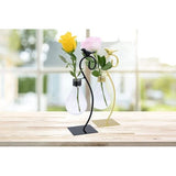 kleine vaas voor pampasgras - tafeldecoratie van glas en metaal - decoratie woonkamer, slaapkamer - bloemenstandaard voor bloemen, legger, 27 cm hoog, zwart