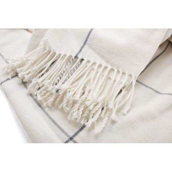 Arus - Knuffeldeken, woondeken, sprei, plaid, reisdeken, WHITE BLOCK, 100% polyacryl , 150 x 200 cm