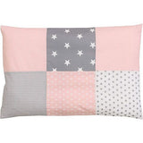 Kussensloop 40 x 60 cm, kinderen en baby, rozegrijs (Made in EU) - kussensloop van katoen met ritssluiting, overtrek ook geschikt voor sierkussens, motief: sterren, patchwork design