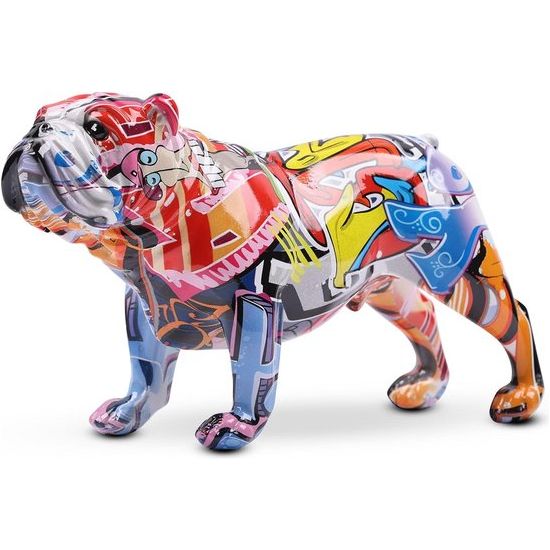 Gekleurde graffiti Bulldog-sculptuur Graffitikunst staand Britse Bulldog Franse Bulldog-standbeeld Decoratie Kleur Hond Mode Hars Technologie Decoratie Hond (C)