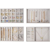 Sieradendienblad-organizer met 4 sieradenschalen, stapelbare sieradenlade-organizer, sieradenopslag voor oorbellen, ringen, grijs