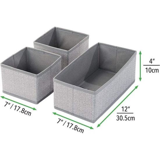 Set van 3 opbergdozen voor kleding, babyspullen enz. – kinderkamer opbergdoos van stof – kinderkast organizer – grijs