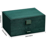 Sieradendoos voor dames, 3-laags sieradenopbergdoos met 8 kettinghangers en verwijderbare scheidingswand, afsluitbare sieradendoos voor oorbellen, armbanden, ringen, horloges