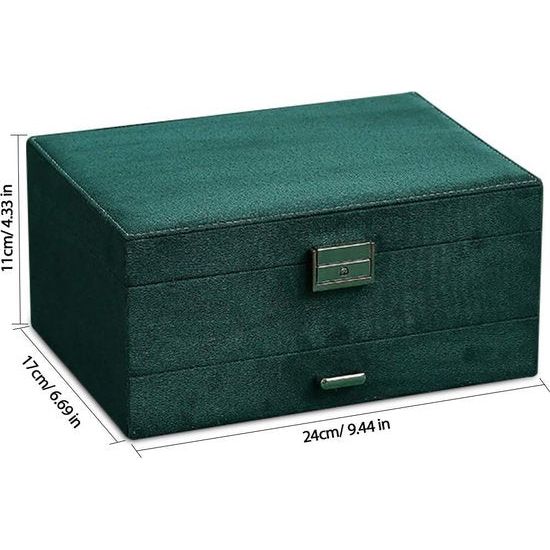 Sieradendoos voor dames, 3-laags sieradenopbergdoos met 8 kettinghangers en verwijderbare scheidingswand, afsluitbare sieradendoos voor oorbellen, armbanden, ringen, horloges