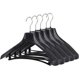 Brede zwarte plastic kleerhangers voor colberts en broeken - Set van 5
