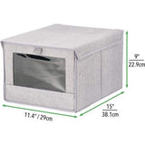 mDesign - Opbergboxen in 2-delige set - bergruimte voor kledingkast - voor slaapkamer en babykamer - groot/met deksel en zichtvenster/stof/kubusvormig - grijs