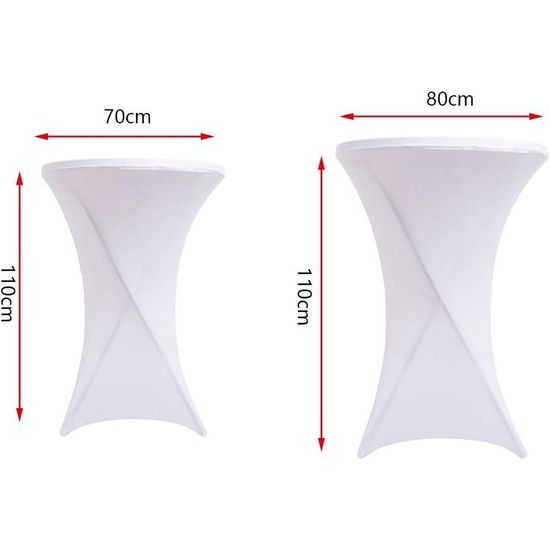 Statafelhoezen, set van 2 stretchhoezen, tafelhoes, statafelhoezen, decoratie voor cocktailparty, bruiloft, banket, (70 x 110 cm, wit)