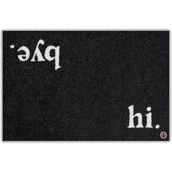 Hi Bye Deurmat 75 x 50 cm zwart nylonvezels robuust ontwerp vuilvangmat met spreuk – deurmat wasbaar buiten en binnen