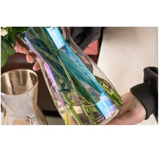 Glazen vaas, vazen voor bloemen, gekleurde transparante vaas, 20 cm hoog Glazen vaas, bloemenvazen, gekleurde transparante vaas, 20 cm hoog