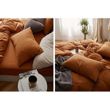 Beddengoed 220 x 240 cm, karamelbruin, microvezel, beddengoedset, effen, eenkleurig, tweepersoonsbed met ritssluiting en 2 kussenslopen van 80 x 80 cm, romantisch en elegant